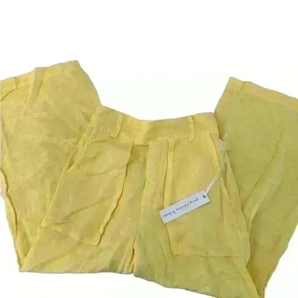NWT YF&B WIDE LEG CROPPED LINEN PANT WITH FRONT POCKETS SIZE XS